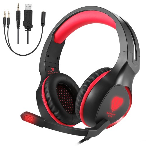 SL-100 3.5mm Game Gaming Headphone Headset Earphone Headband with Microphone LED Light for Laptop Tablet Mobile PhonesMobile phones or PS4 /PS4 pro/PS4 slim/Xbox one/Xbox one S/Xbox one X-1