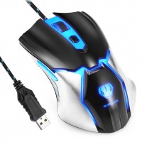 Butfulake Gaming Mouse Wired,Programmable Ergonomic Gaming Mice with 3200 DPI, Blue LED, 6 Buttons for PC, Laptop, Computer, Windows, Vista Linux, Black